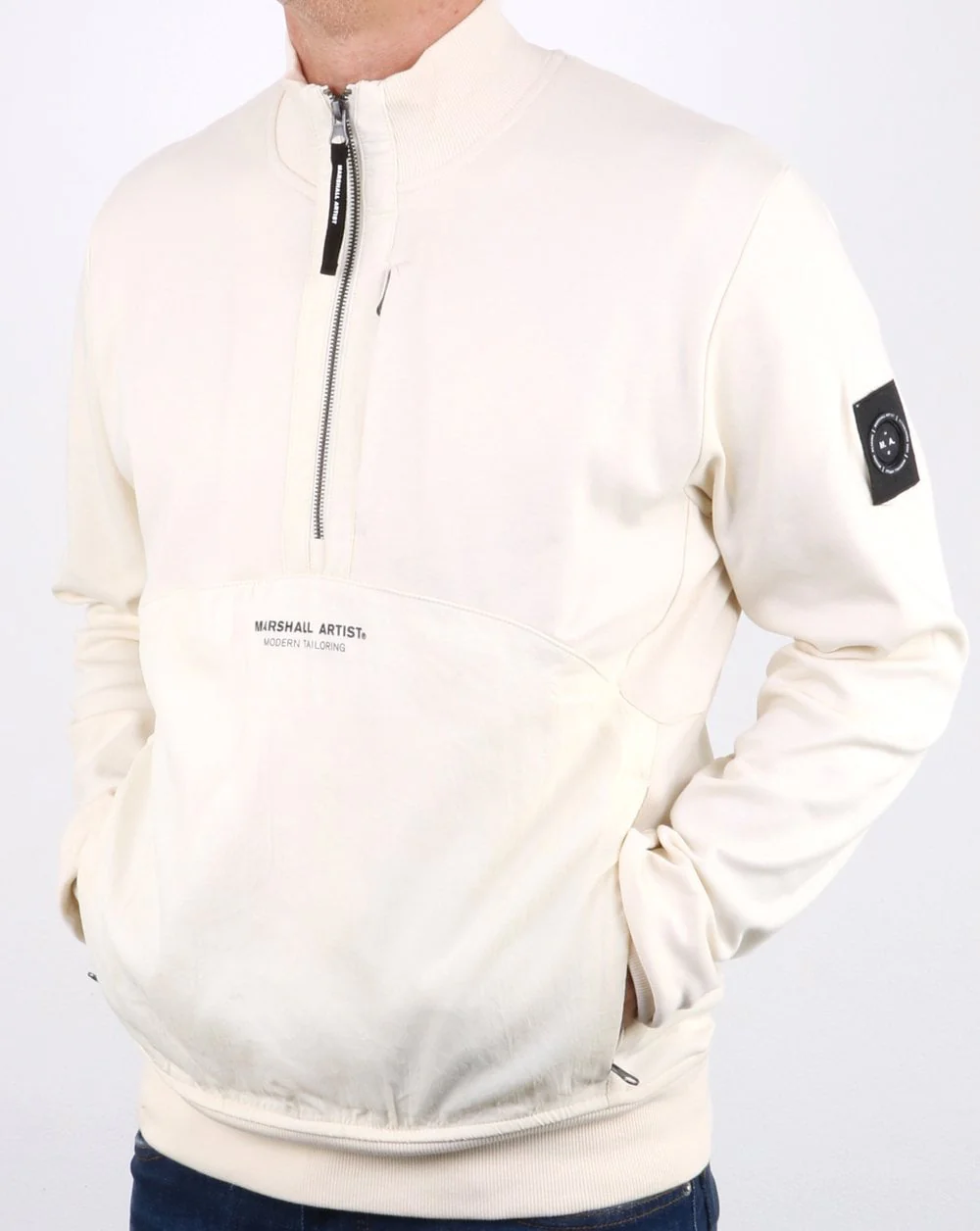 Marshall Artist Hybrid Half Zip Sweatshirt Off White - Image 2