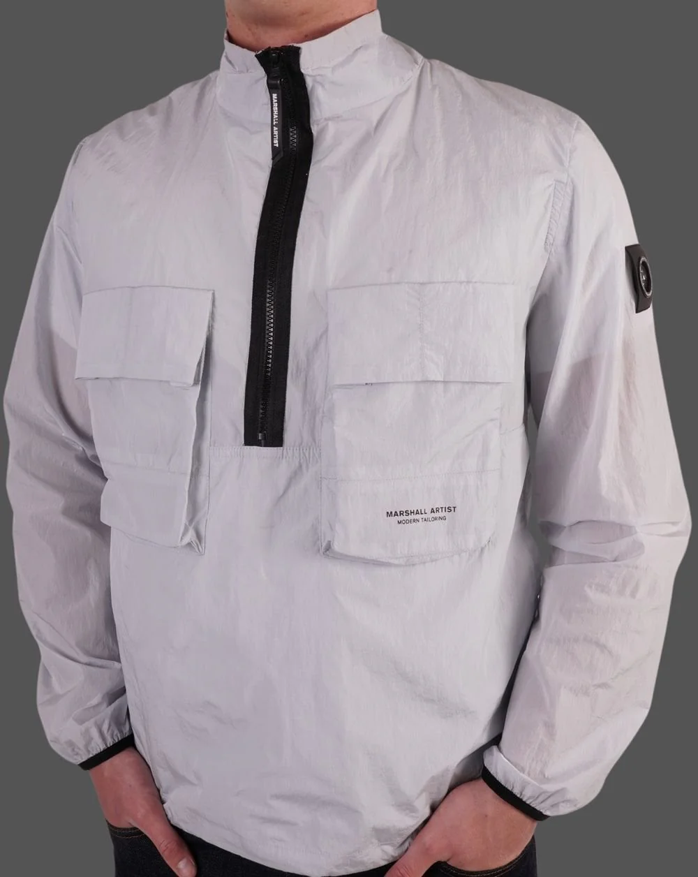 Marshall Artist Krinkle Nylon 1/2 Zip Dolphin Grey