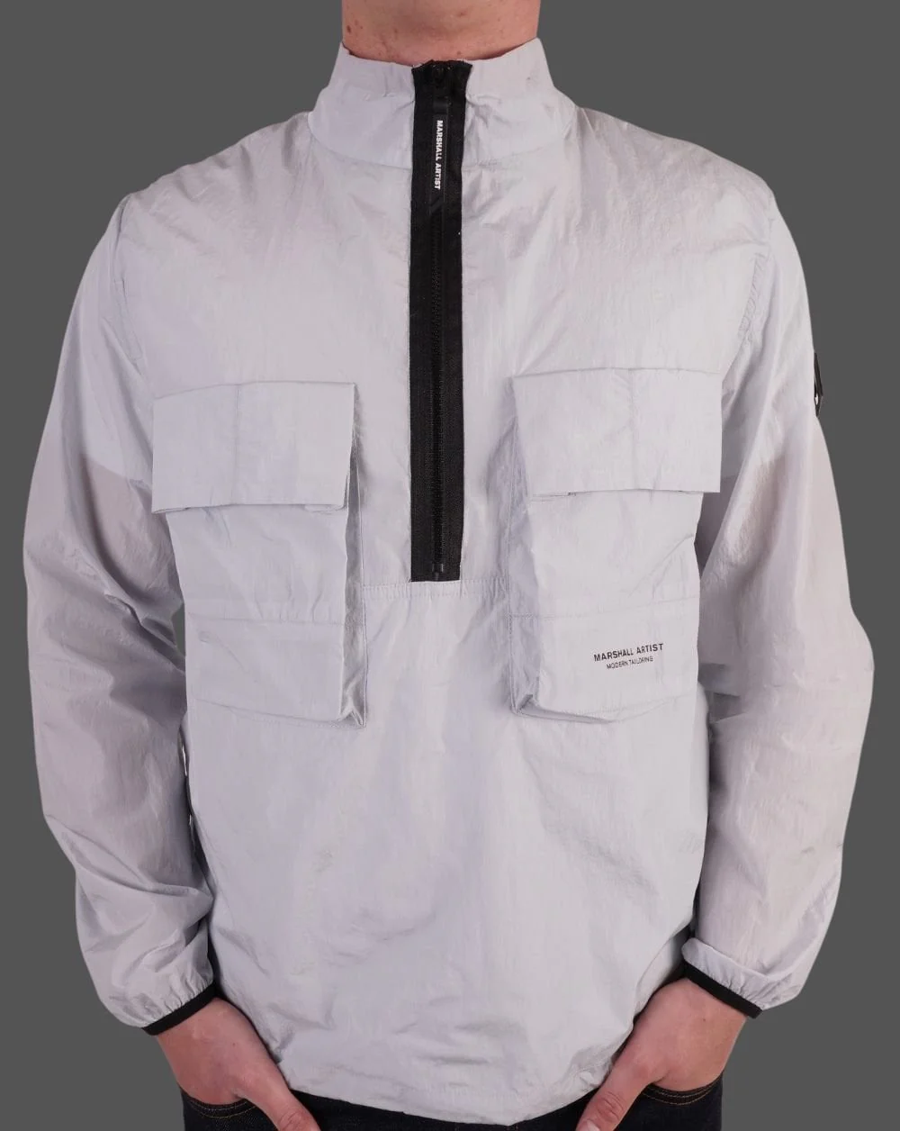 Marshall Artist Krinkle Nylon 1/2 Zip Dolphin Grey - Image 2