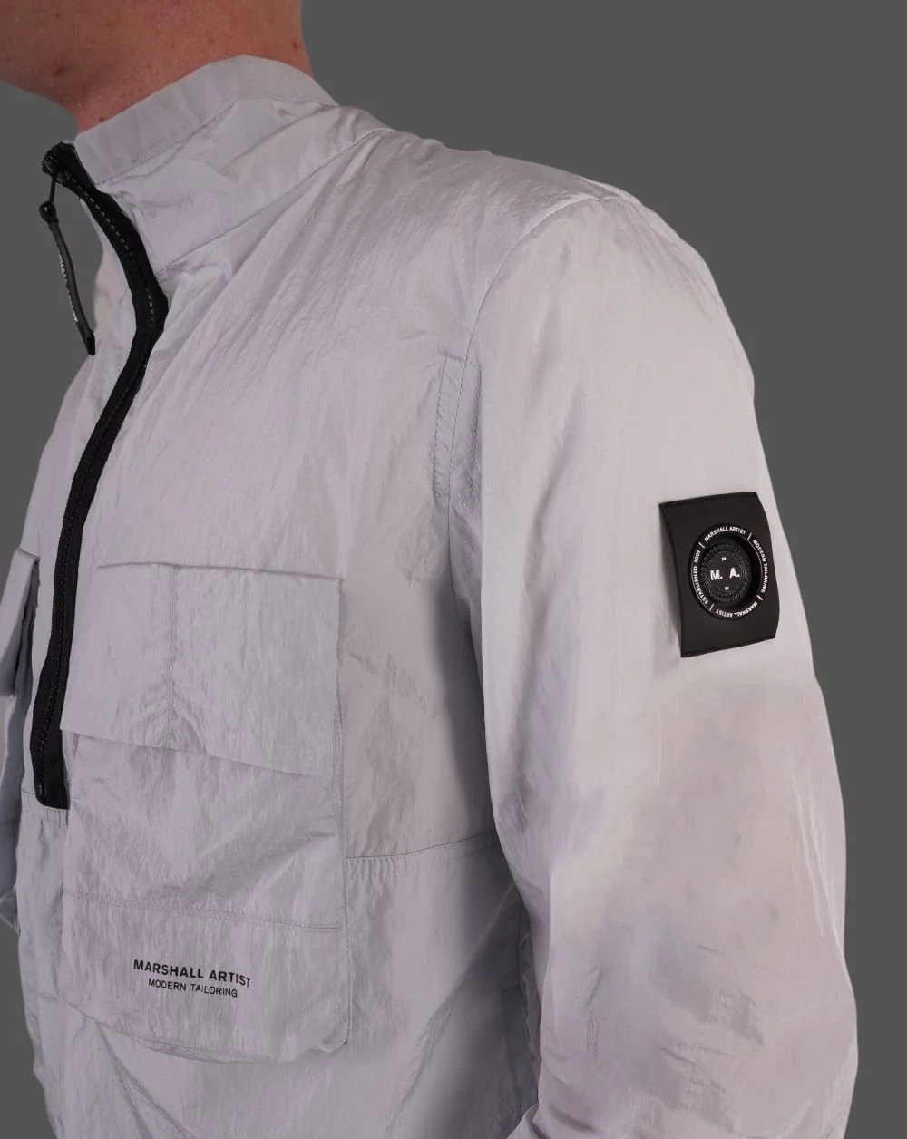 Marshall Artist Krinkle Nylon 1/2 Zip Dolphin Grey - Image 3