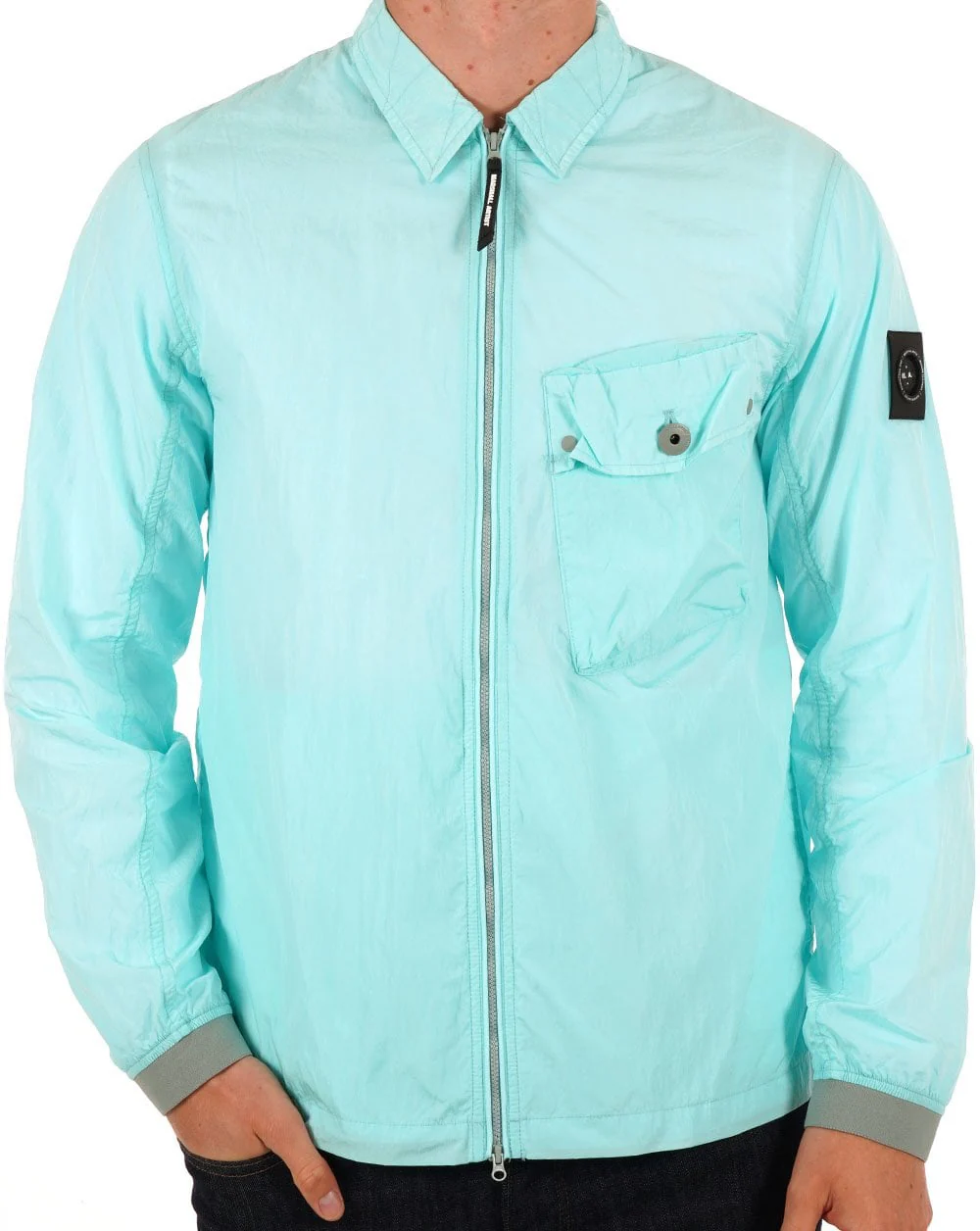 Marshall Artist Krinkle Nylon Pocket Overshirt Cyan