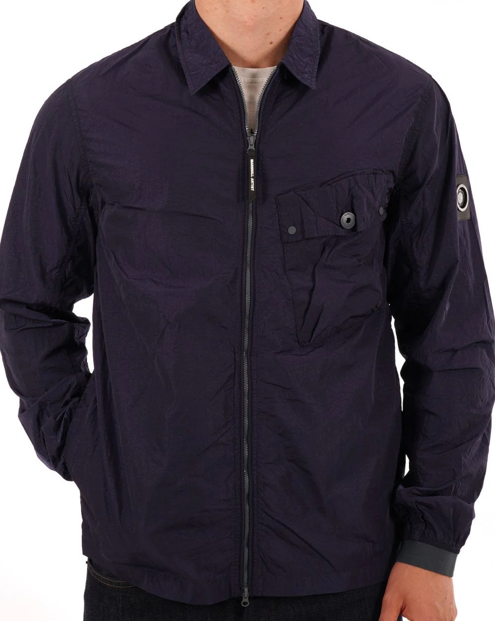 Marshall Artist Krinkle Nylon Pocket Overshirt Navy - Image 3