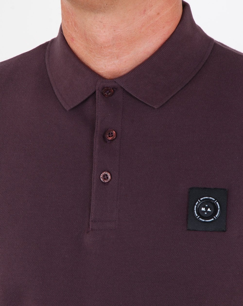 Marshall Artist Long Sleeve Polo Shirt Deep Plum - Image 2