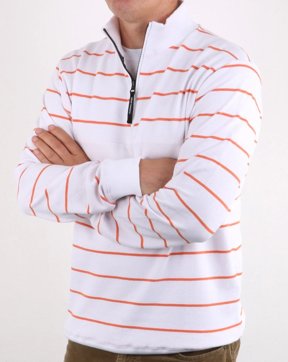 Marshall Artist Marine Stripe Quarter Zip White - Image 3