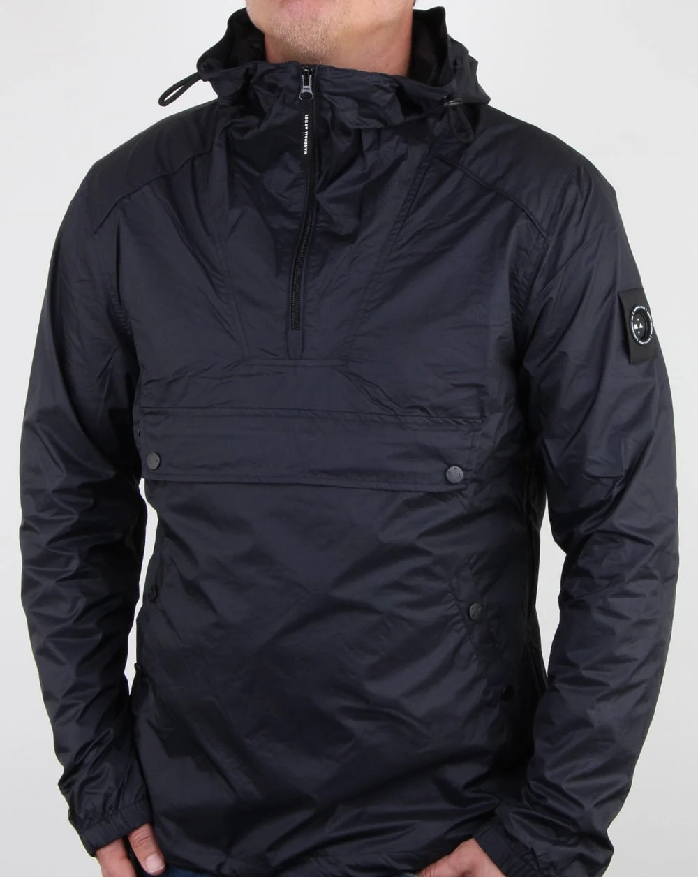 Marshall Artist Micro Ripstop Half Zip Jacket Navy - Image 3