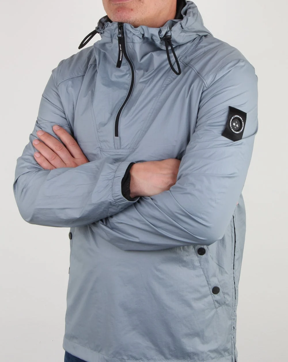 Marshall Artist Micro Ripstop Half Zip Jacket Sky - Image 4
