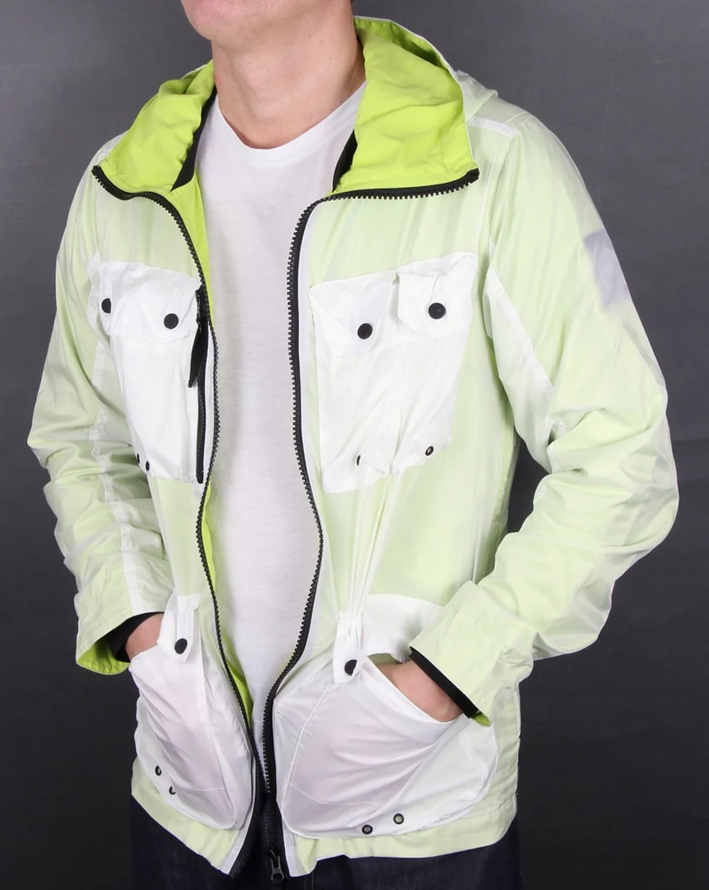 Marshall Artist Multi Pocket Overlay Jacket White/Sulphur - Image 4