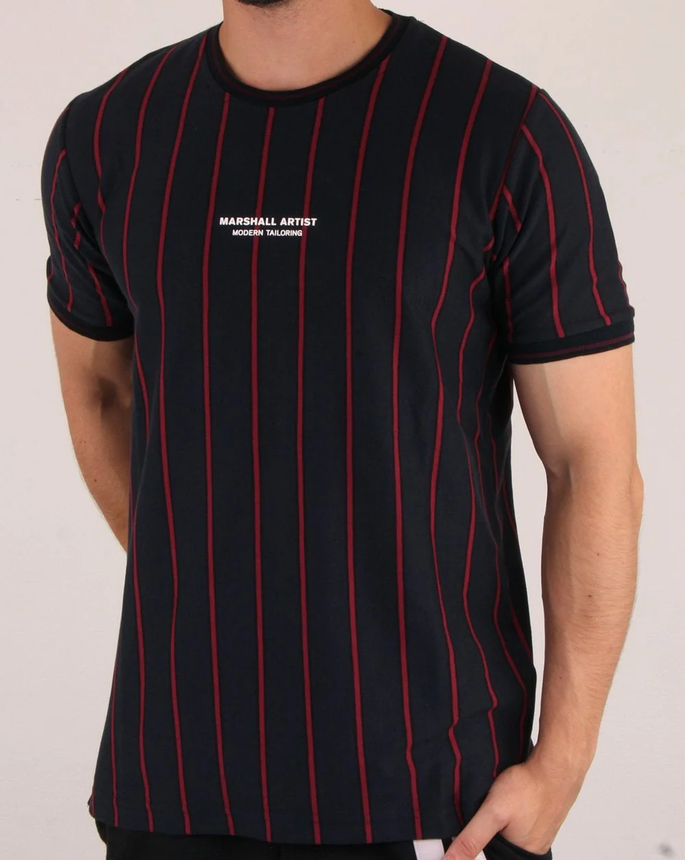 Marshall Artist Pin Stripe T-shirt Navy - Image 2