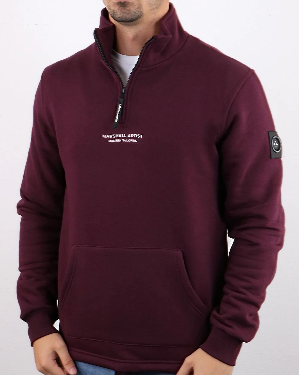 Marshall Artist Siren Half Zip Sweatshirt Burgundy - Image 2