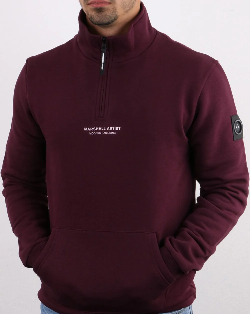 Marshall Artist Siren Half Zip Sweatshirt Burgundy - Image 3