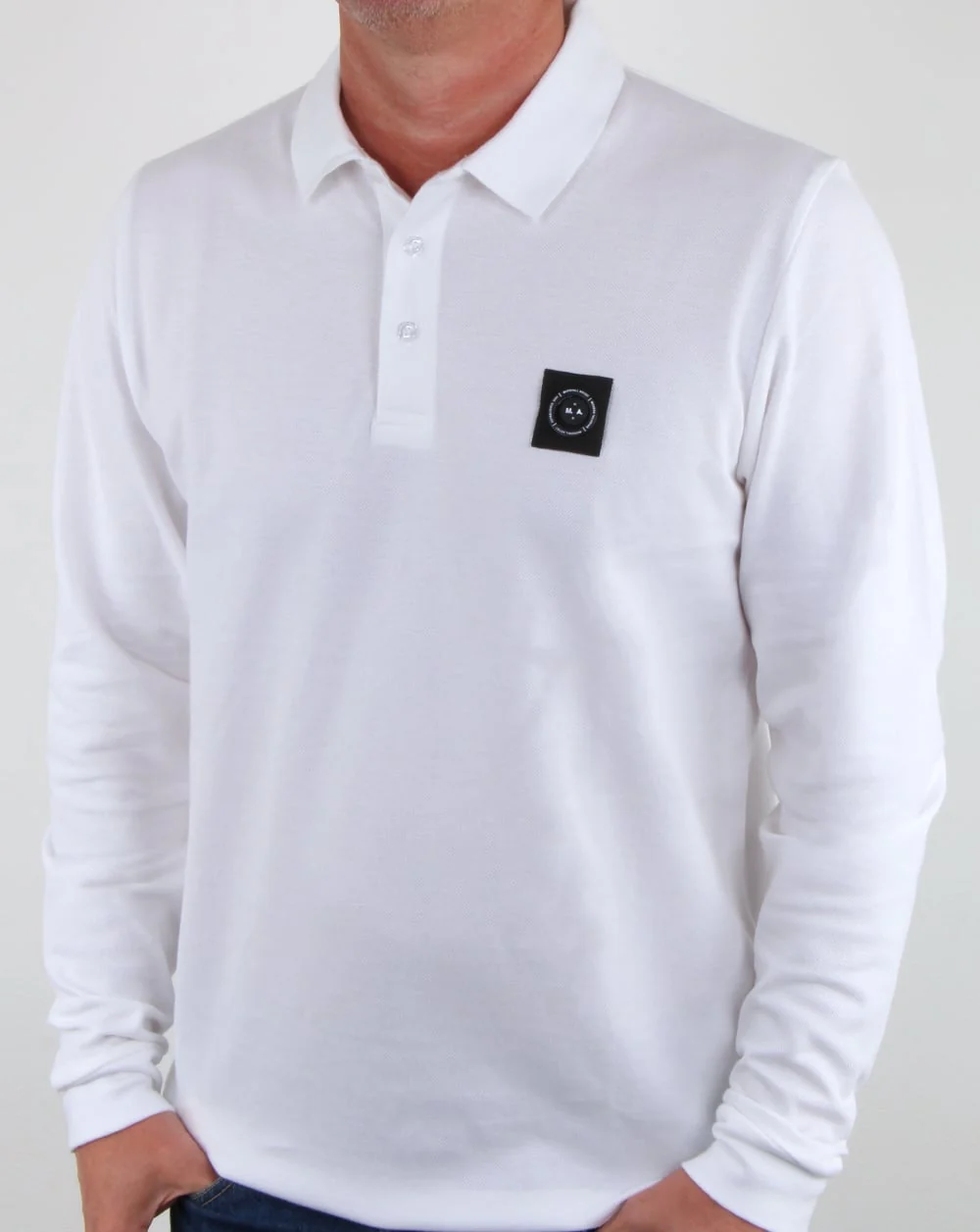 Marshall Artist Siren Long Sleeve Polo Shirt White