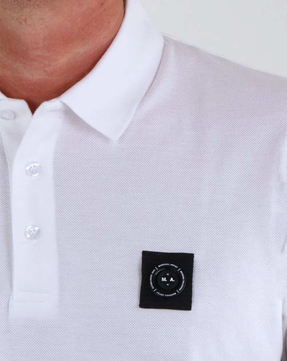Marshall Artist Siren Long Sleeve Polo Shirt White - Image 2