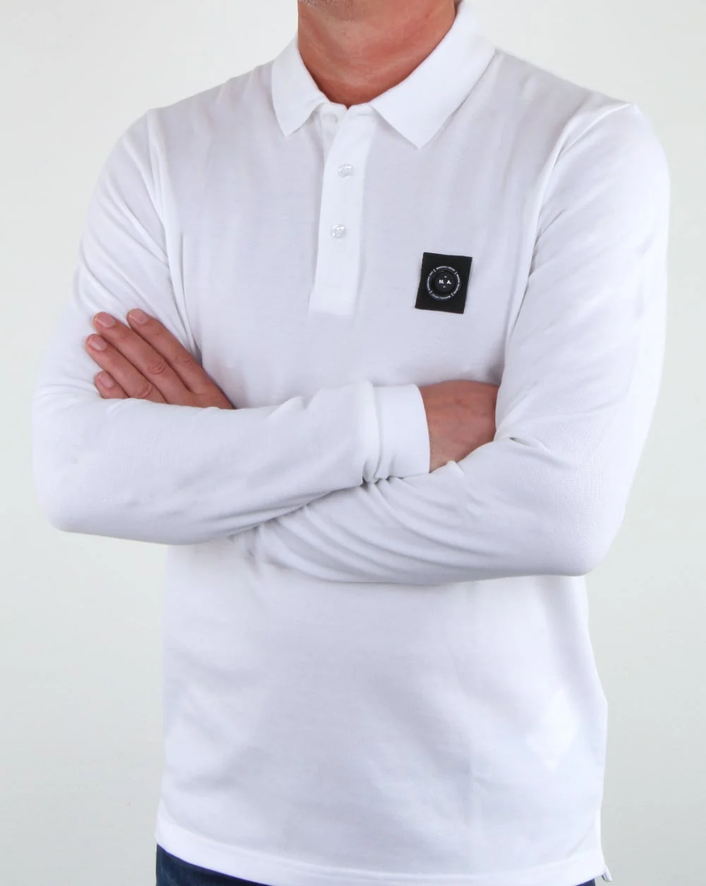 Marshall Artist Siren Long Sleeve Polo Shirt White - Image 3
