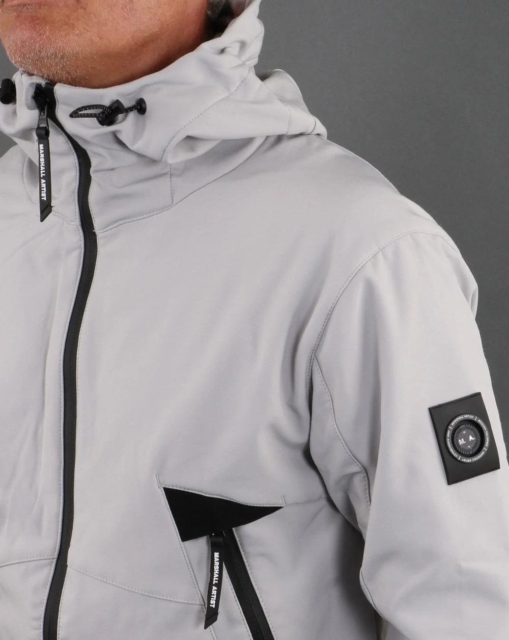 Marshall Artist Softshell Hooded Jacket Antarctica Grey - Image 3