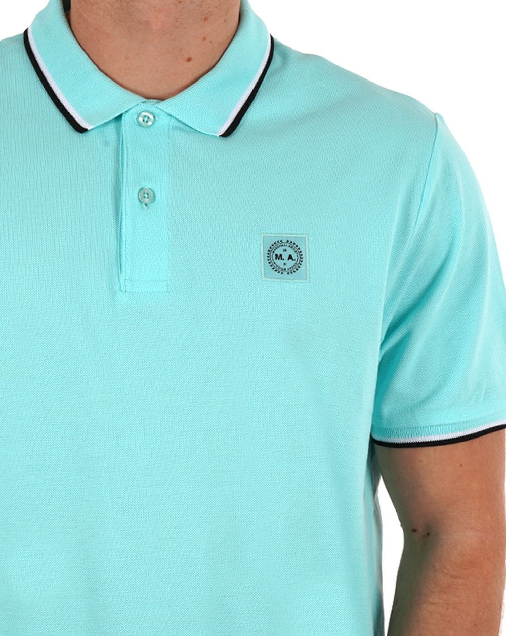 Marshall Artist Tipped Polo Shirt Aqua - Image 2