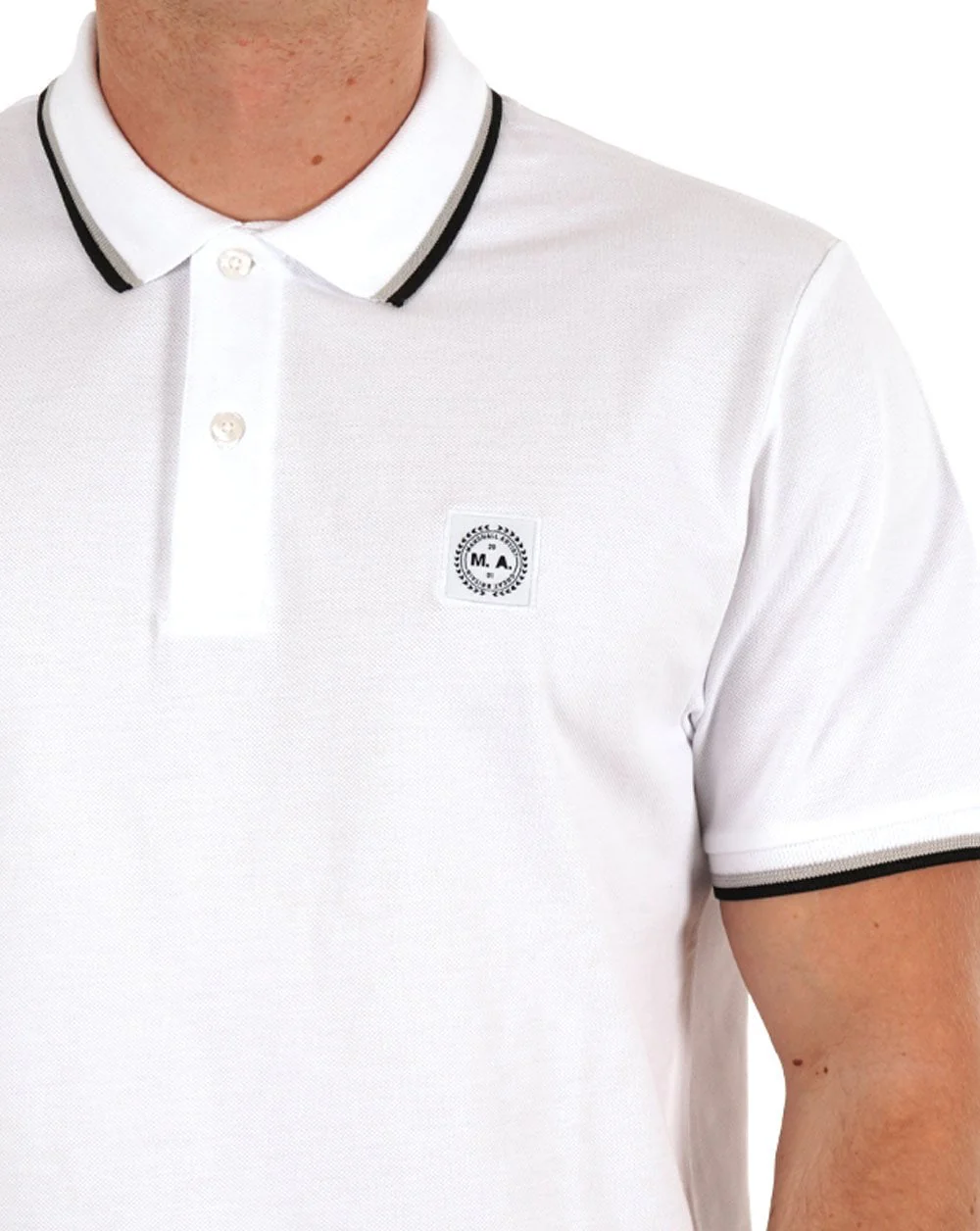 Marshall Artist Tipped Polo Shirt White - Image 2