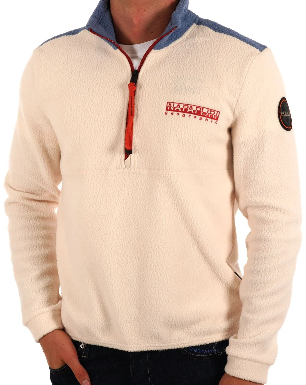 Napapijri Anderby Half Zip Fleece Ecru - Image 3