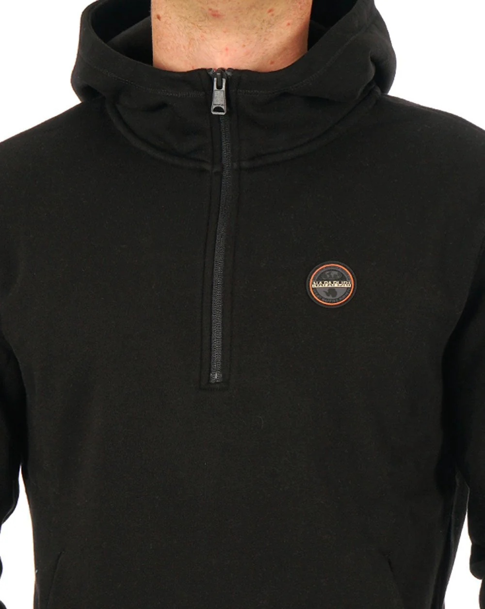 Napapijri Badge Half Zip Hoody Black - Image 2
