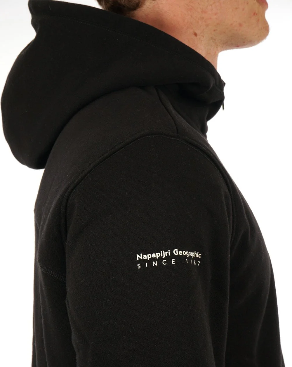 Napapijri Badge Half Zip Hoody Black - Image 3