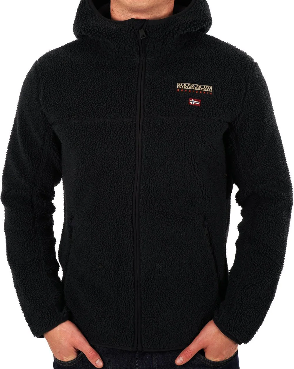 Napapijri Full-Zip Fleece Hooded Jacket Black