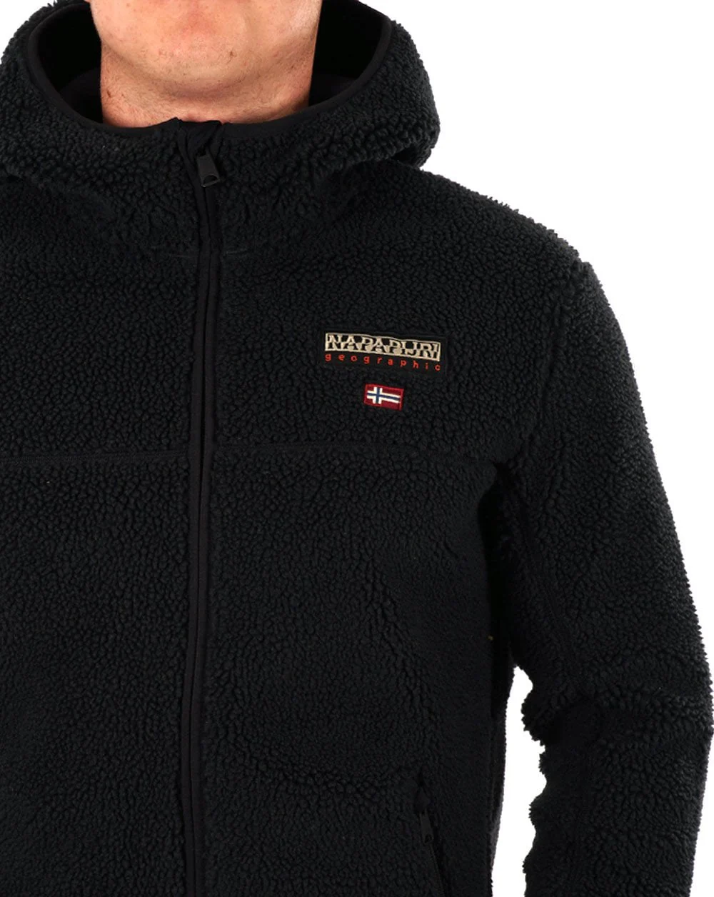 Napapijri Full-Zip Fleece Hooded Jacket Black - Image 2
