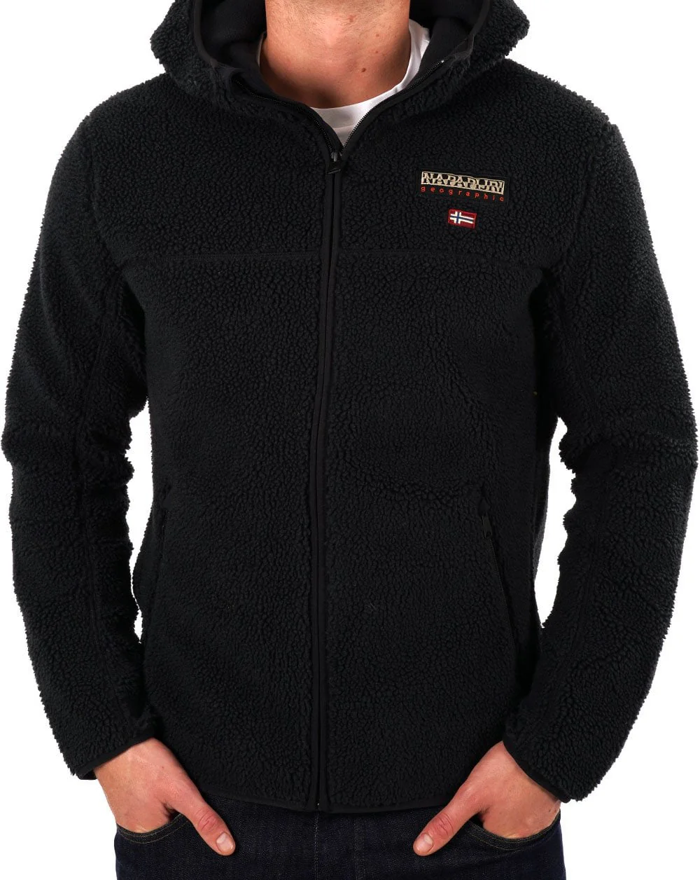 Napapijri Full-Zip Fleece Hooded Jacket Black - Image 3