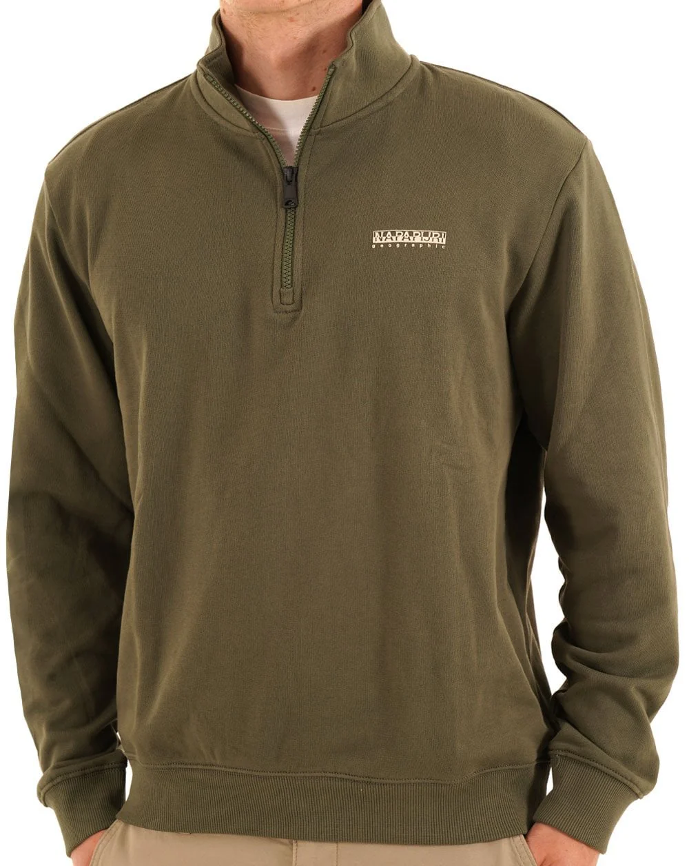 Napapijri Small Box Half Zip Sweat Green - Image 3