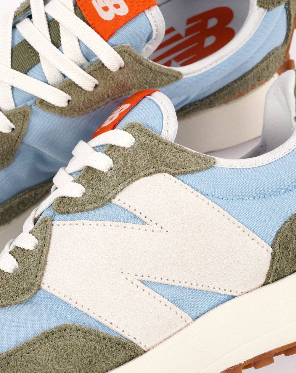 New Balance 327 Trainer Chrome Blue / Dk Olive - Image 3