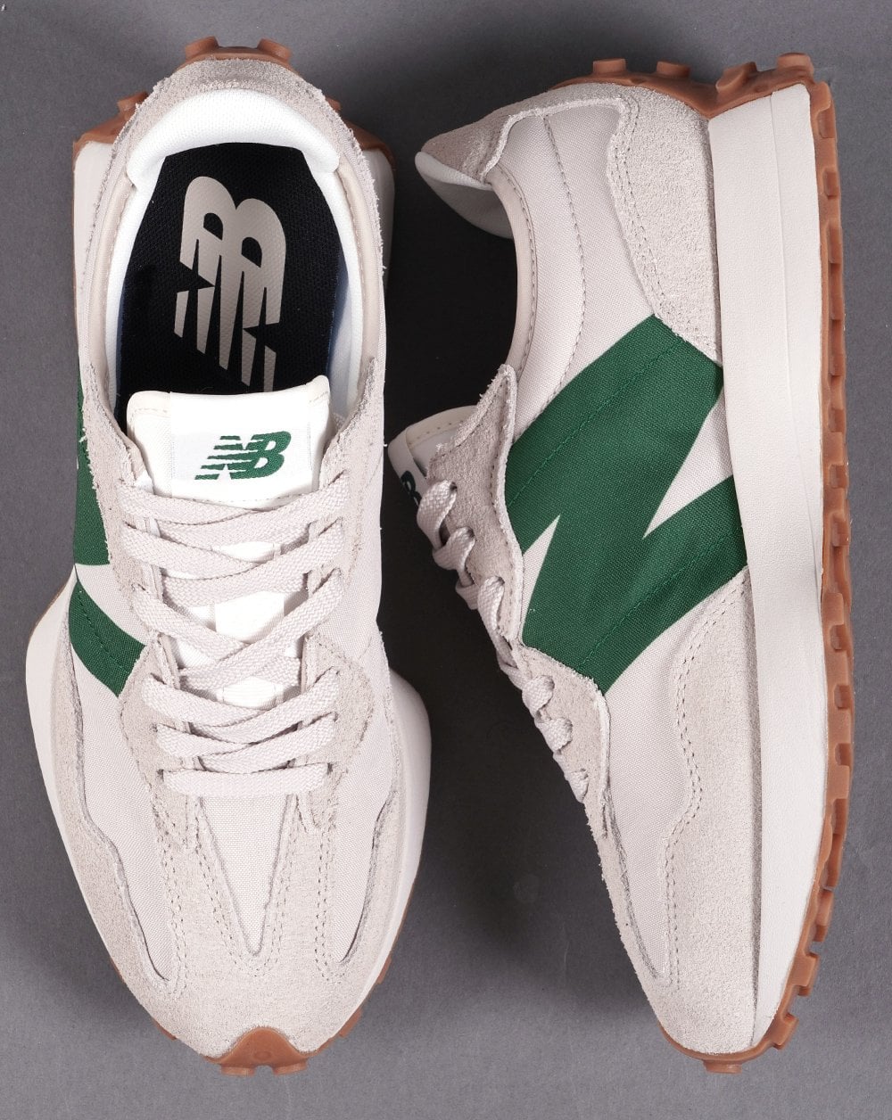 New Balance 327 Trainer Off White/Green - Image 3