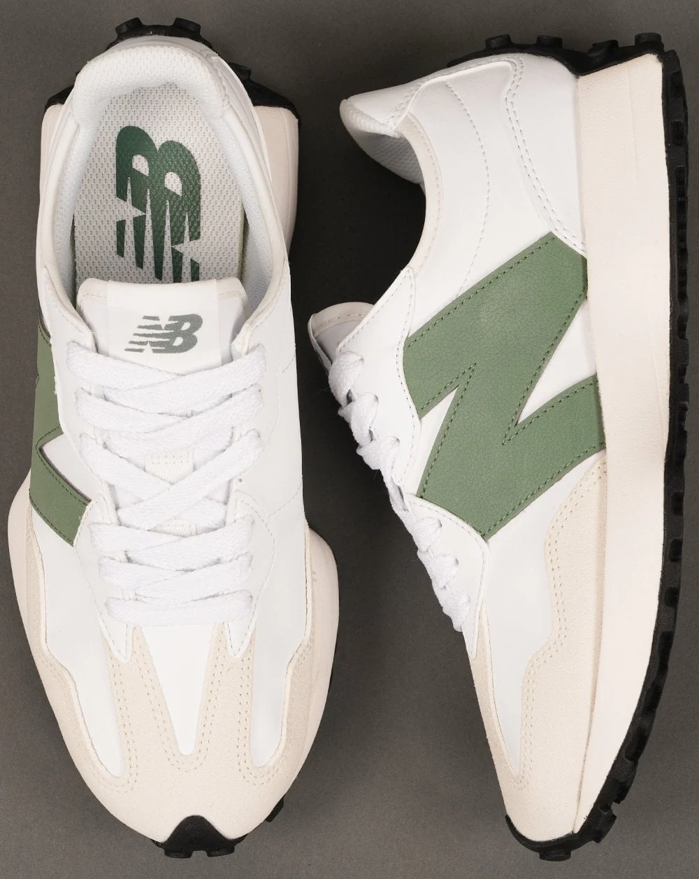 New Balance 327 Trainer White/Green - Image 4