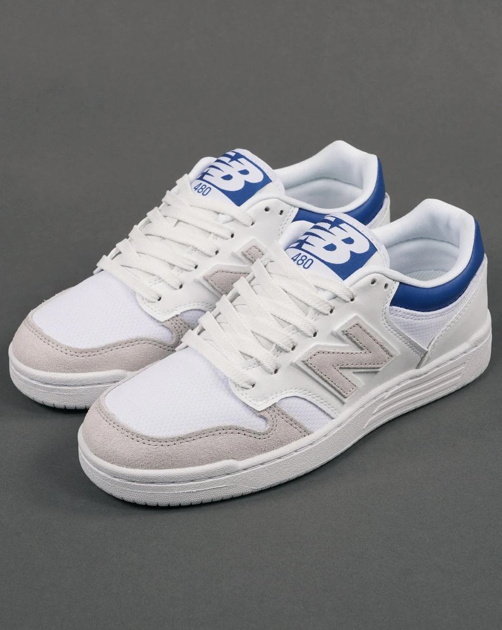 New Balance 480 Trainer White/Grey/Blue - Image 2