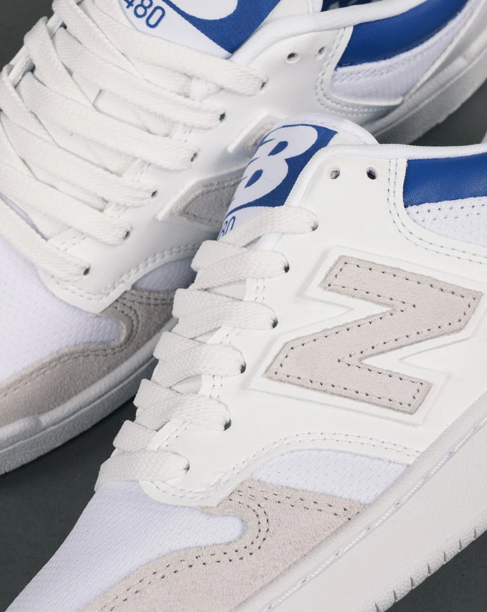 New Balance 480 Trainer White/Grey/Blue - Image 3
