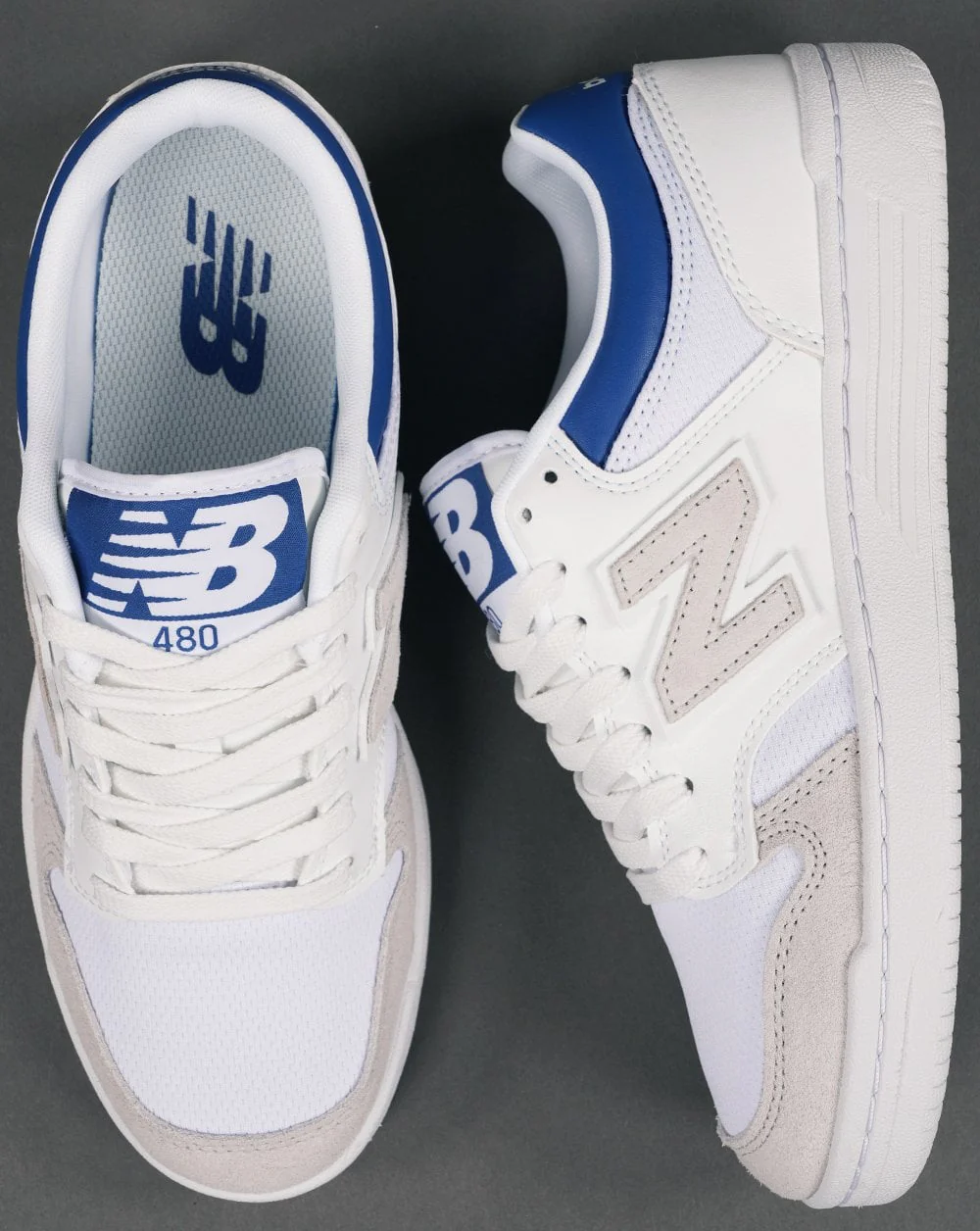 New Balance 480 Trainer White/Grey/Blue - Image 4