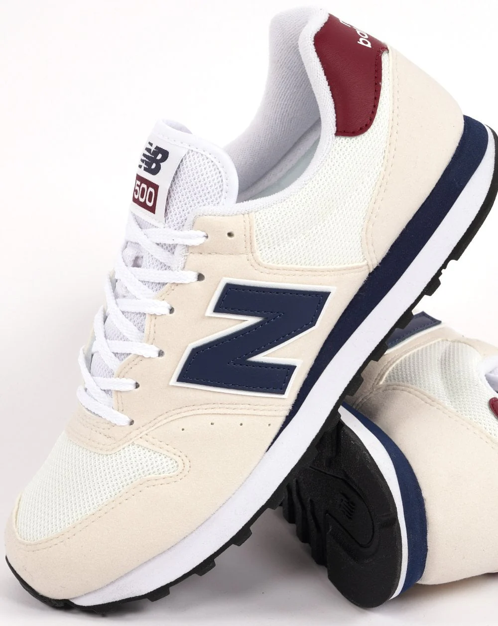 New Balance 500 Trainer Off White/Navy/Burgundy