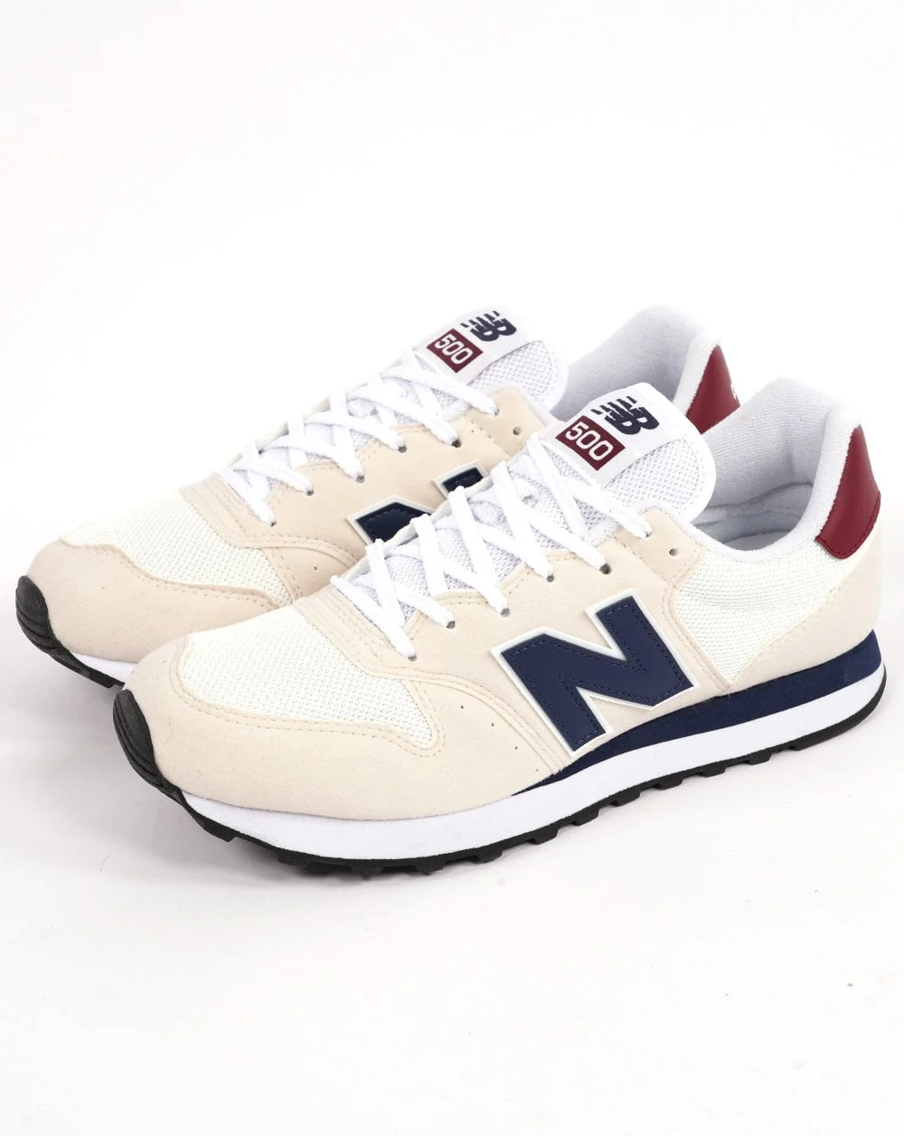 New Balance 500 Trainer Off White/Navy/Burgundy - Image 2