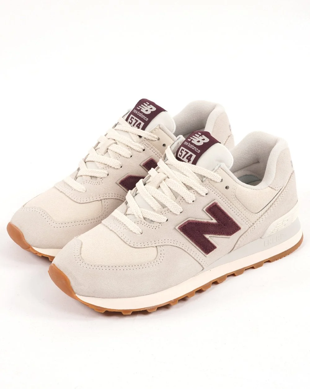 New Balance 574 Trainer Bone White/Burgundy - Image 2