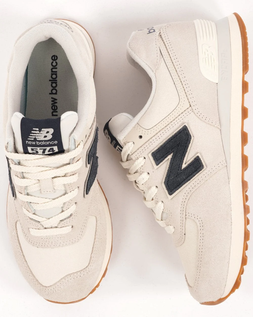 New Balance 574 Trainer Bone White/Navy - Image 4