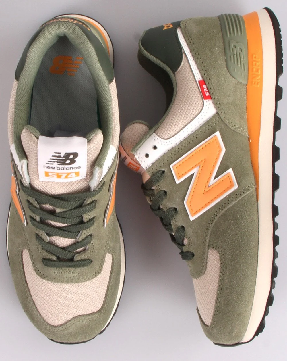 New Balance 574 Trainer Green/Orange - Image 2
