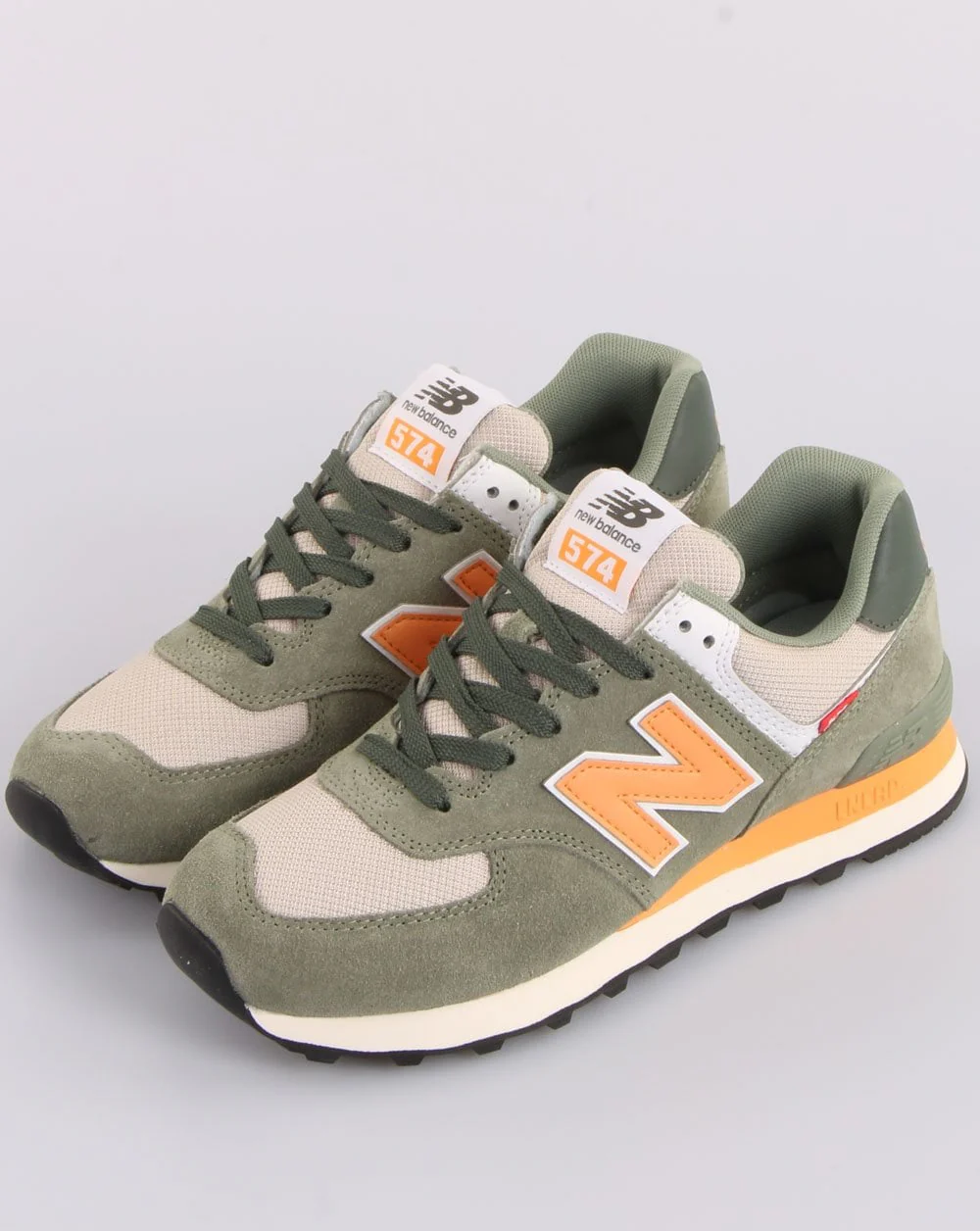 New Balance 574 Trainer Green/Orange - Image 3