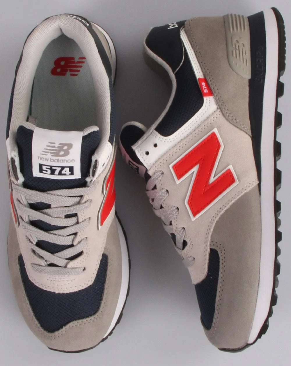 New Balance 574 Trainer Grey/Red - Image 2