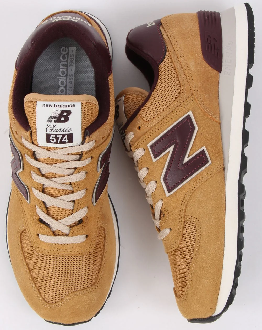 New Balance 574 Trainer Tan/burgundy - Image 2