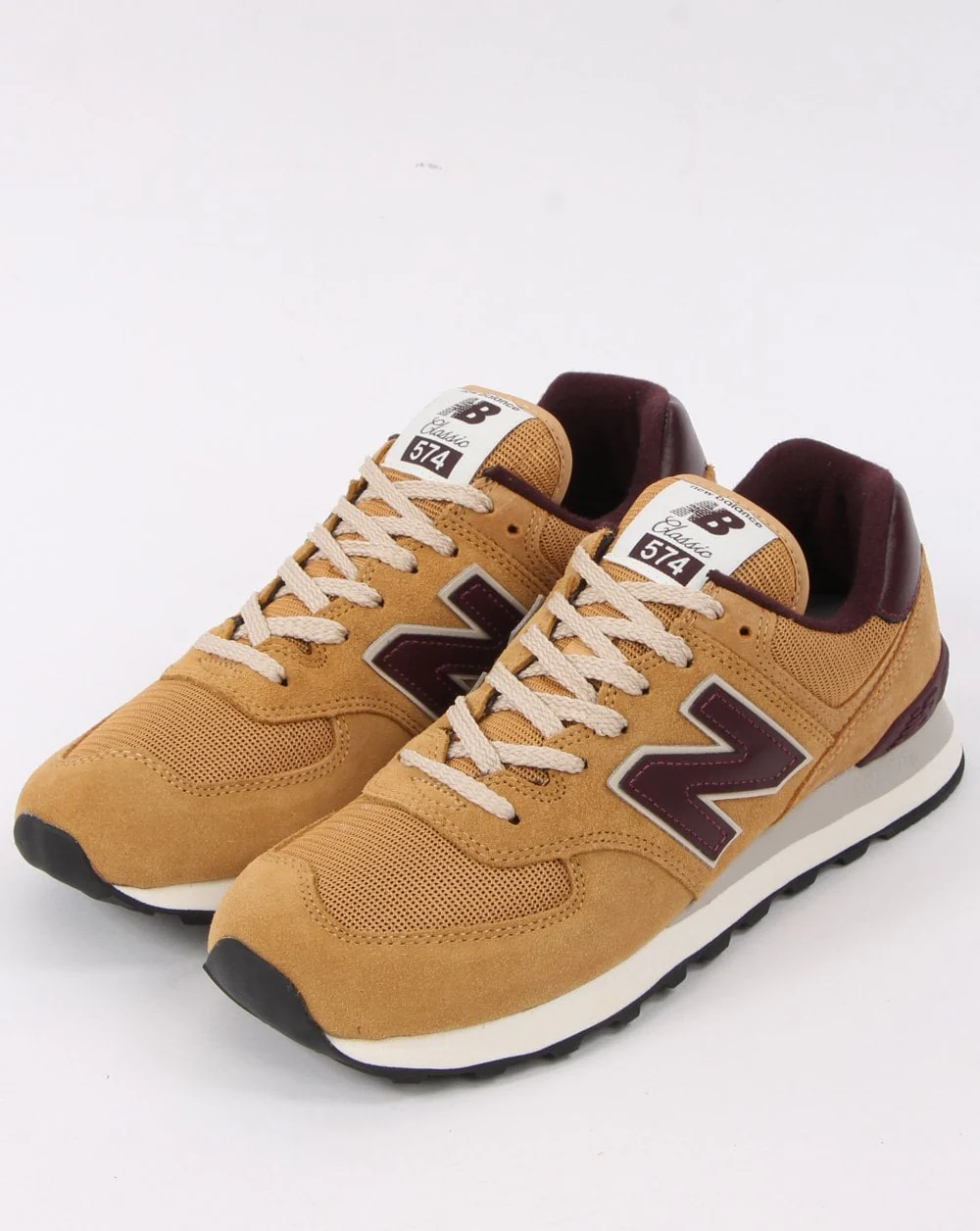 New Balance 574 Trainer Tan/burgundy - Image 3