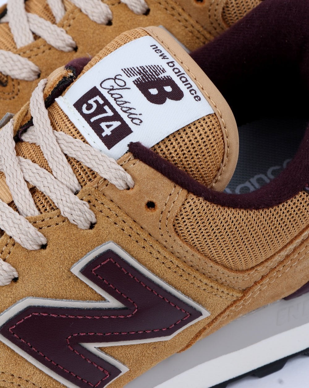 New Balance 574 Trainer Tan/burgundy - Image 4