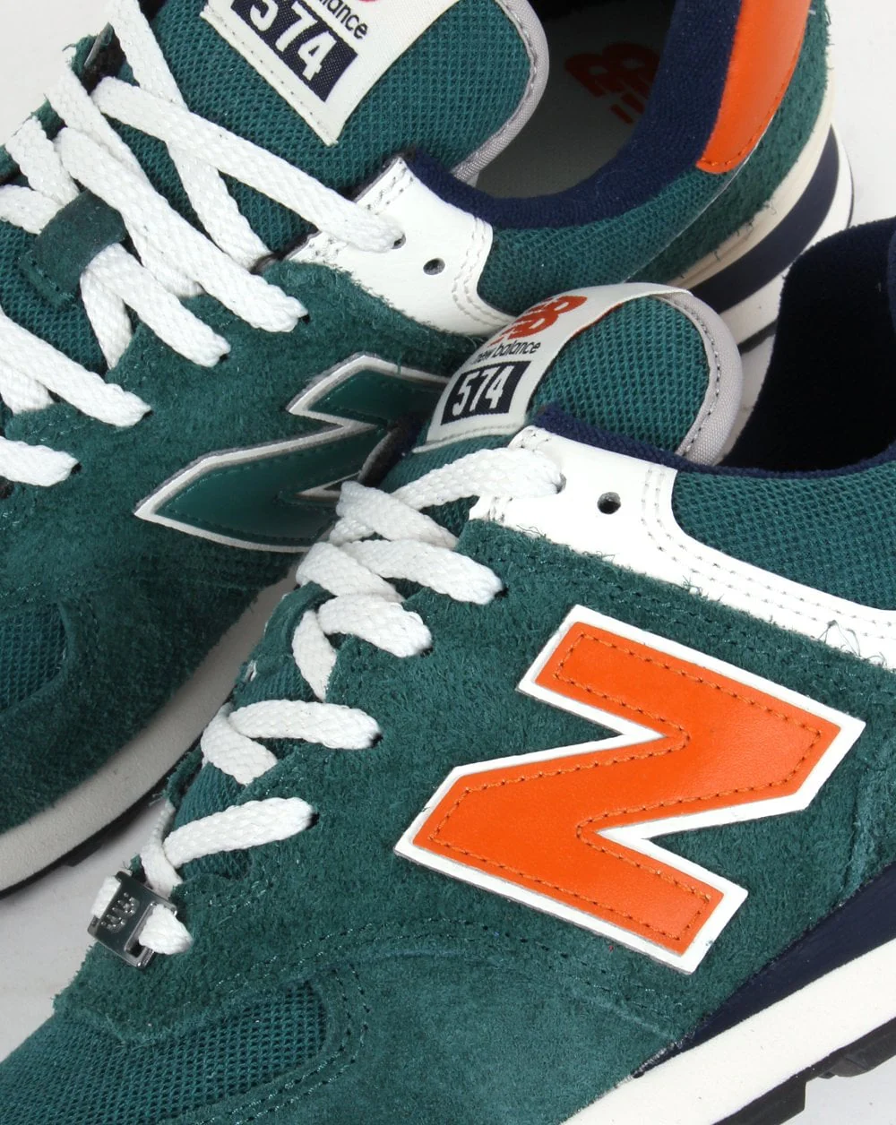 New Balance 574 Trainer Teal/White/Orange - Image 2