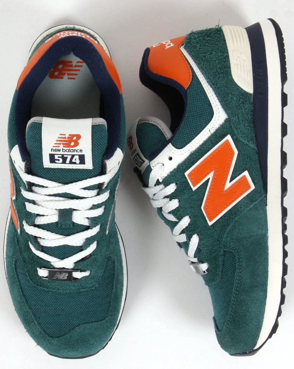 New Balance 574 Trainer Teal/White/Orange - Image 4