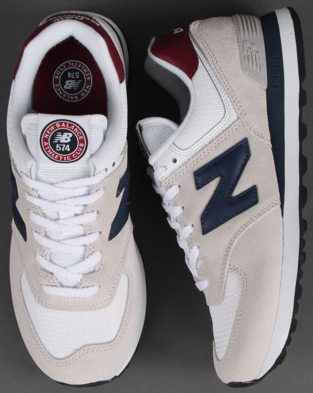 New Balance 574 Trainer White/Burgundy - Image 2