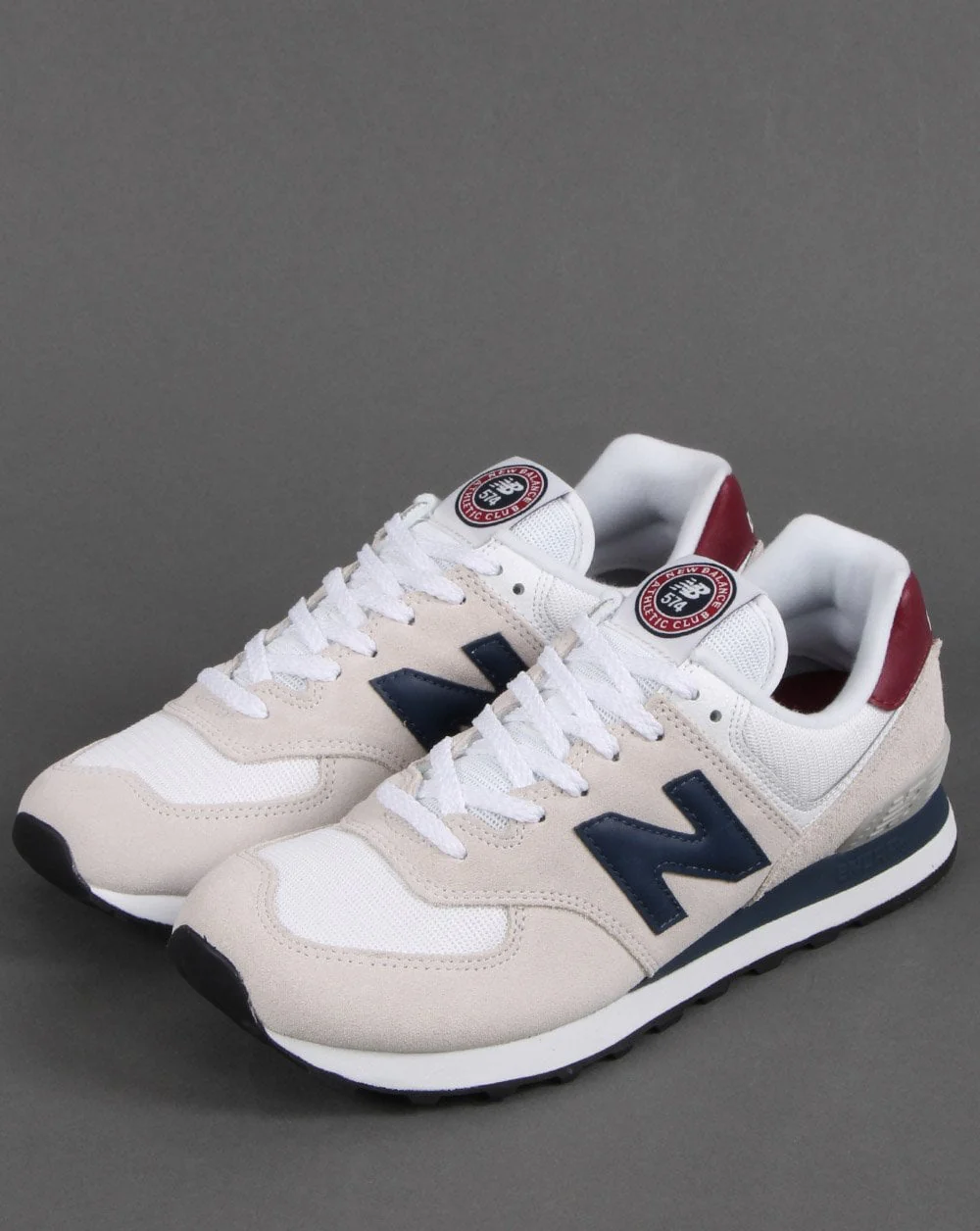 New Balance 574 Trainer White/Burgundy - Image 3