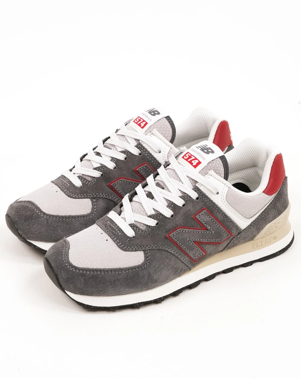 New Balance 574 Trainers Grey / Dark Red - Image 2