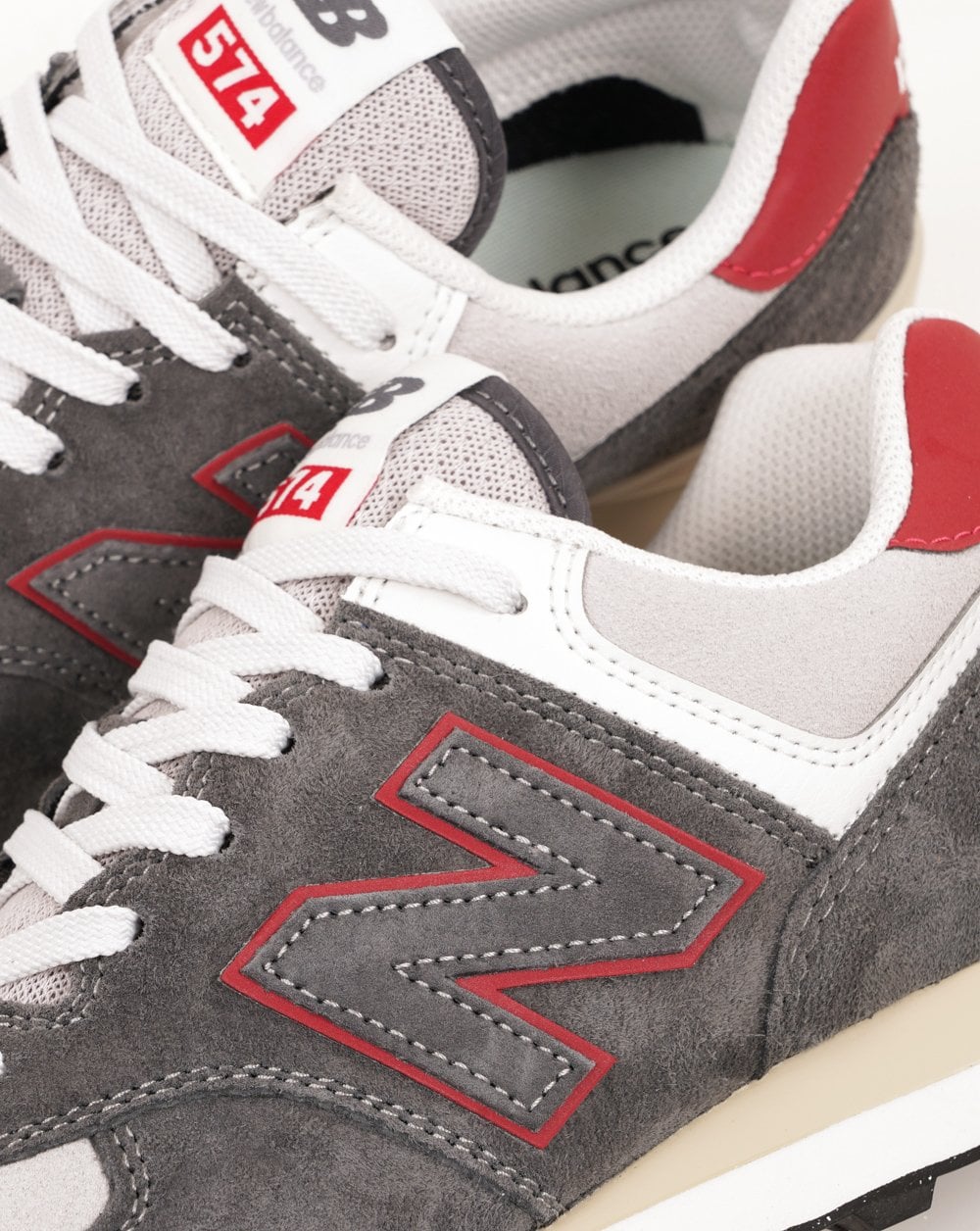 New Balance 574 Trainers Grey / Dark Red - Image 3