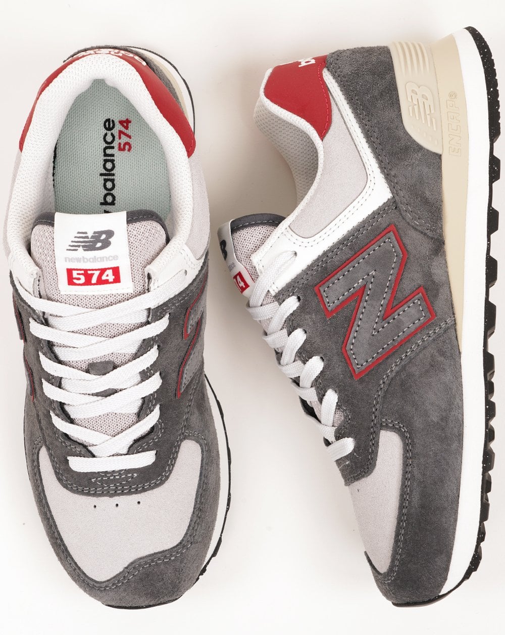 New Balance 574 Trainers Grey / Dark Red - Image 4